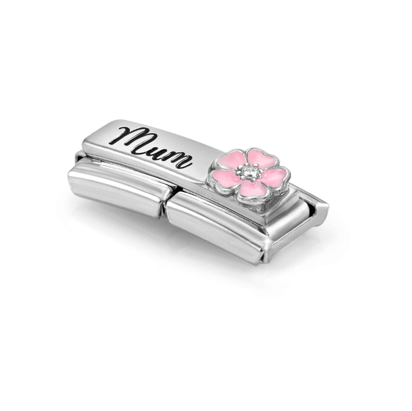 Nomination Mum with Flower Double Link Sterling Silver and Stainless Steel Composable Charm