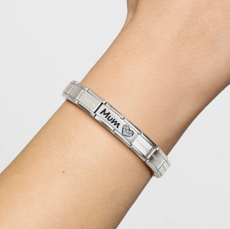 Nomination Double Link Mum with Heart Sterling Silver and Stainless Steel Composable Charm