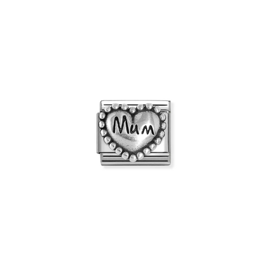 Nomination Mum Heart with Dots Sterling Silver and Stainless Steel Composable Charm