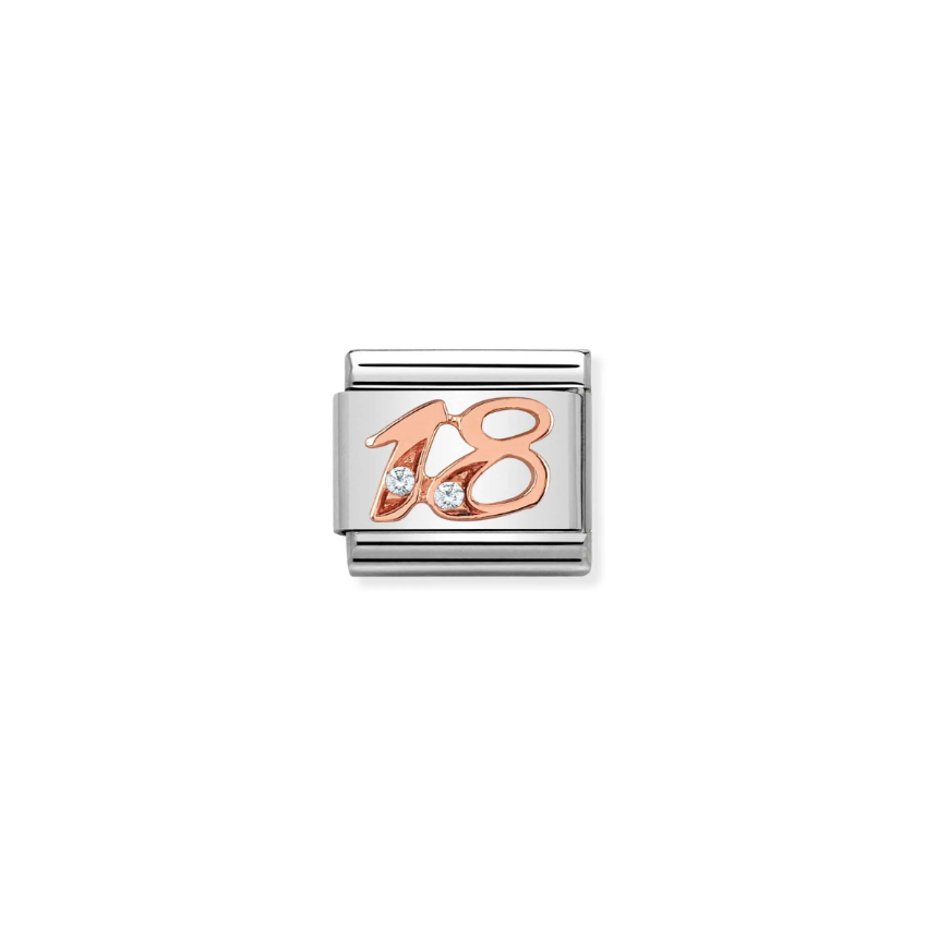Nomination Number 18 with CZ 9ct Gold and Stainless Steel Composable Charm