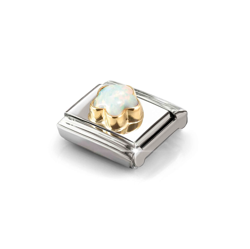 Nomination White Opal Flower 18ct Gold and Stainless Steel Composable Charm