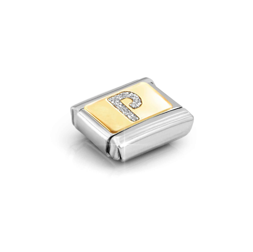 Nomination Glitter Letter P 18ct Gold and Stainless Steel Composable Charm