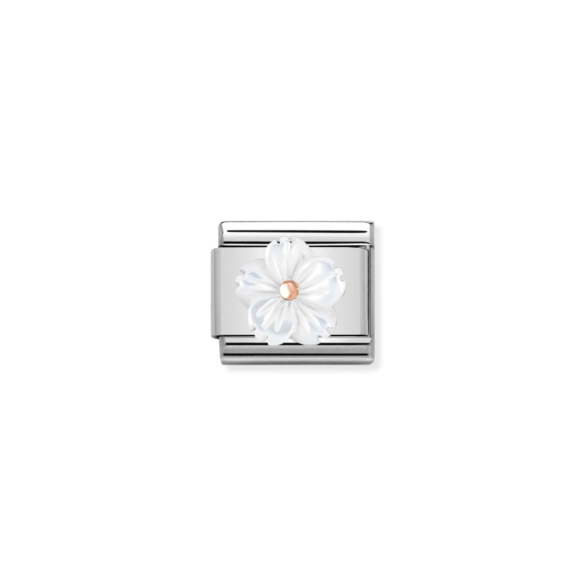 Nomination Mother of Pearl Flower 9ct Gold and Stainless Steel Composable Charm