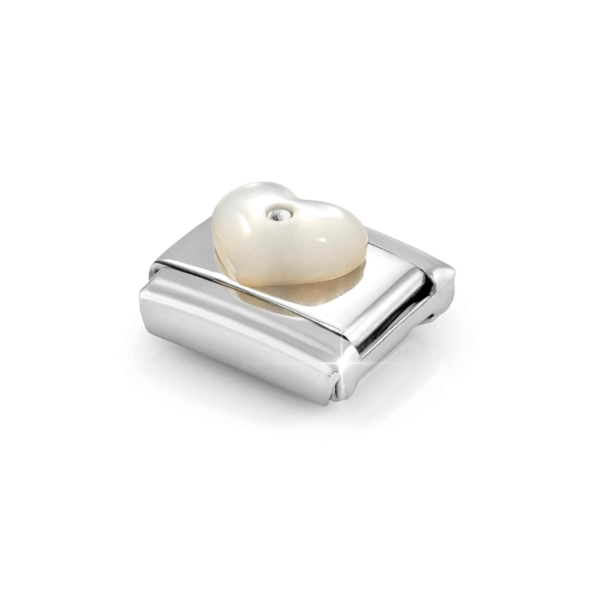 Nomination Mother of Pearl Heart Sterling Silver and Stainless Steel Composable Charm