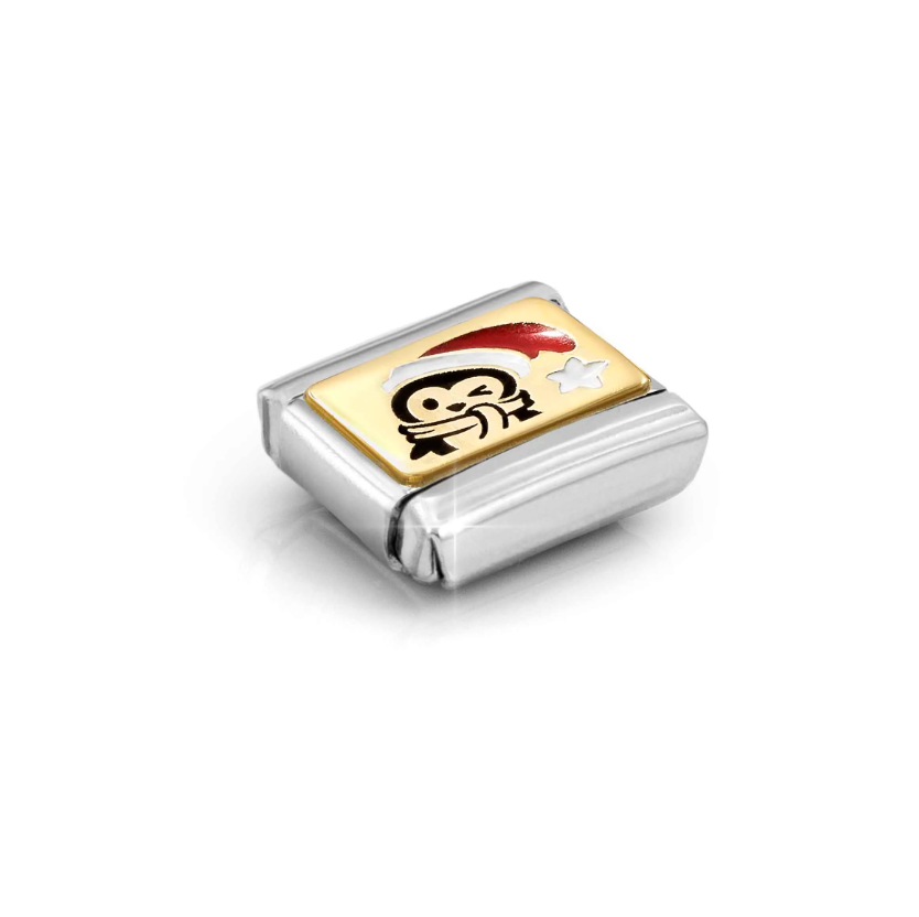 Nomination Penguin Santa Hat 18ct Gold and Stainless Steel Composable Charm