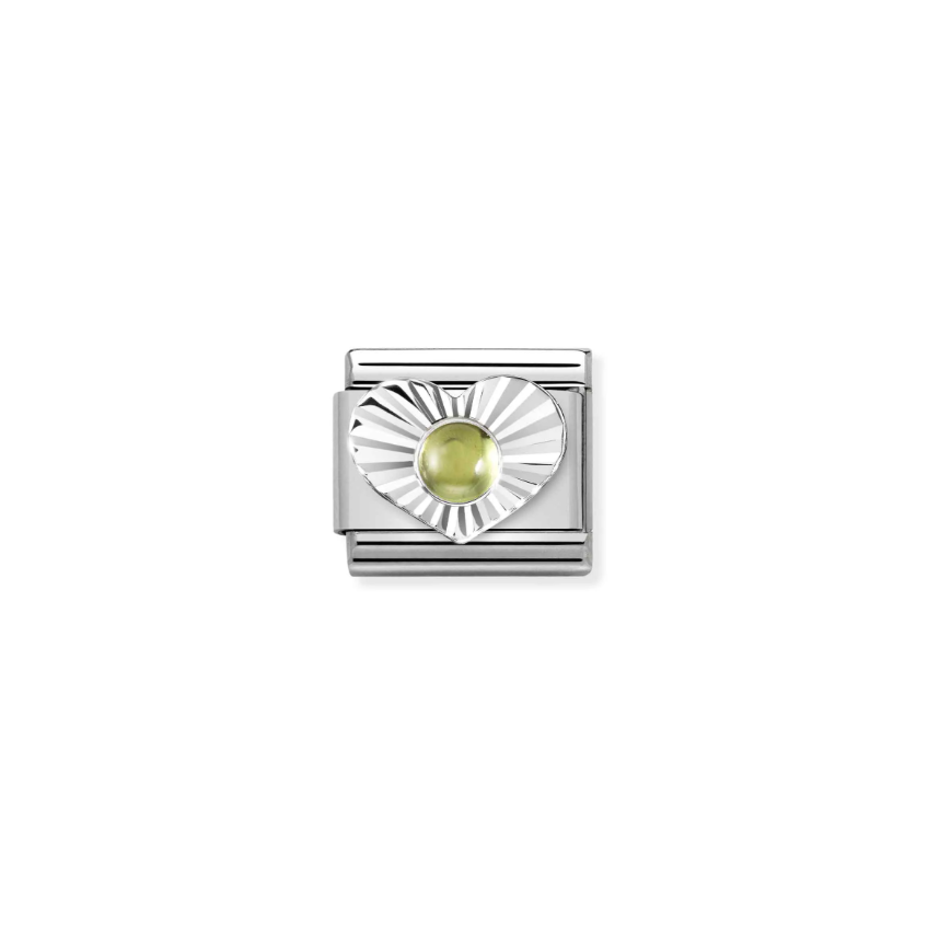 Nomination Peridot Heart Sterling Silver and Stainless Steel Composable Charm