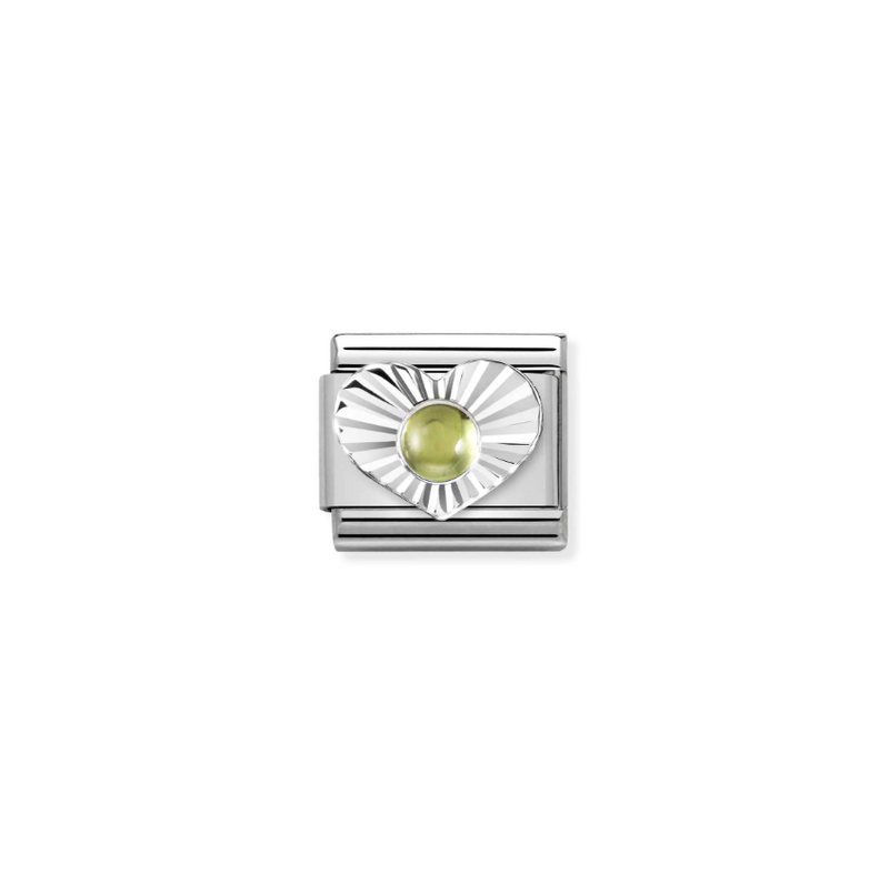 Nomination Peridot Heart Sterling Silver and Stainless Steel Composable Charm