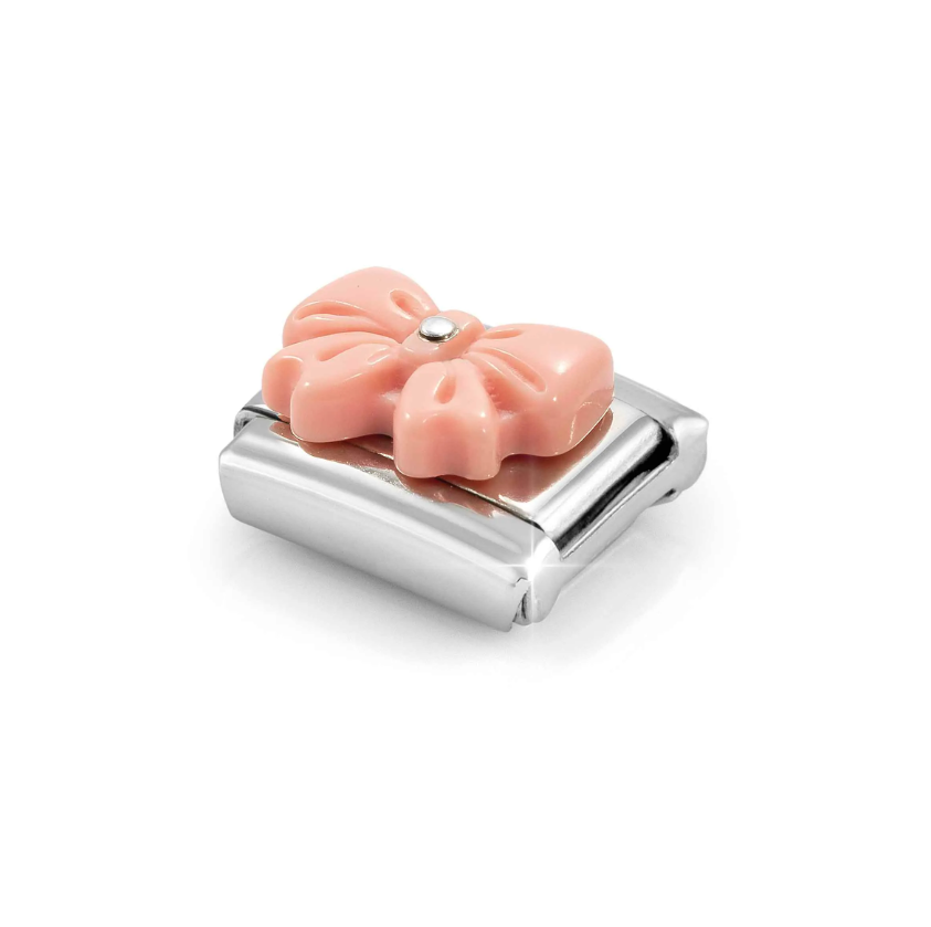 Nomination Pink Resin Bow Sterling Silver and Stainless Steel Composable Charm