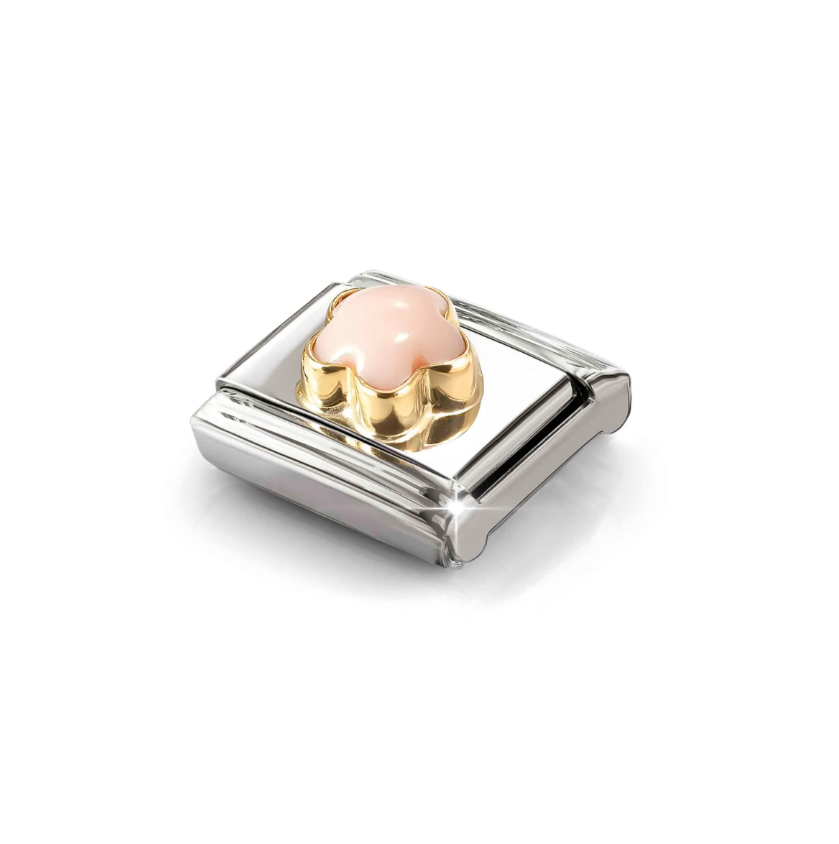 Nomination Steel Pink Coral Flower 18ct Gold and Stainless Steel Composable Charm