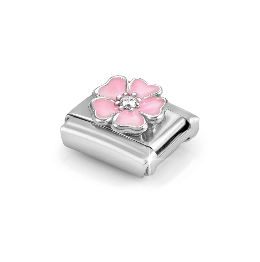 Nomination Pink Peach Blossom Sterling Silver and Stainless Steel Composable Charm