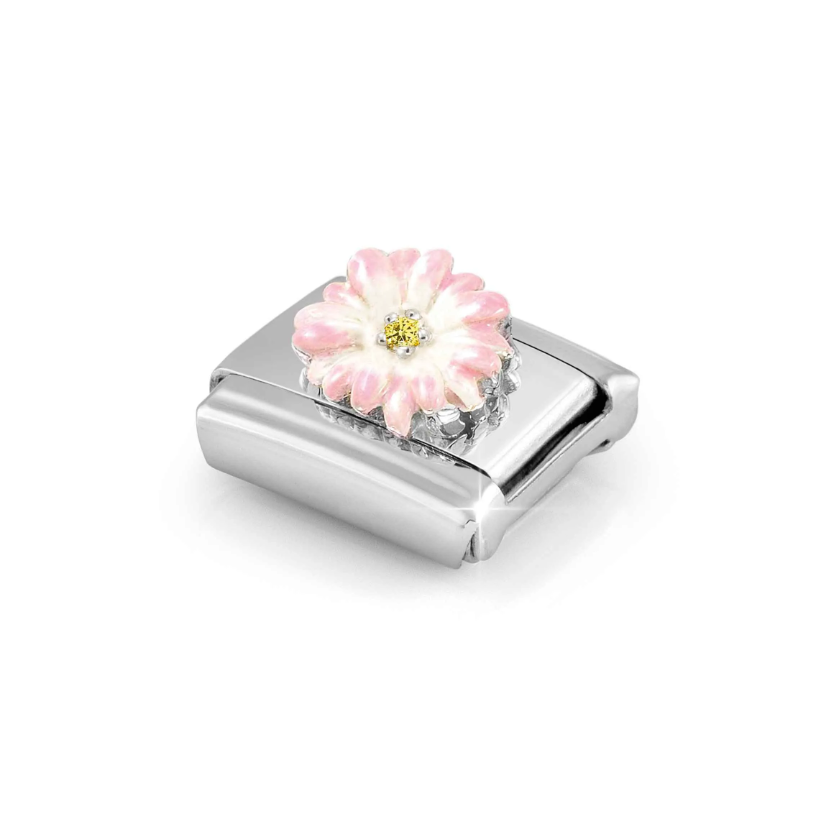 Nomination Pink Flower Sterling Silver and Stainless Steel Composable Charm
