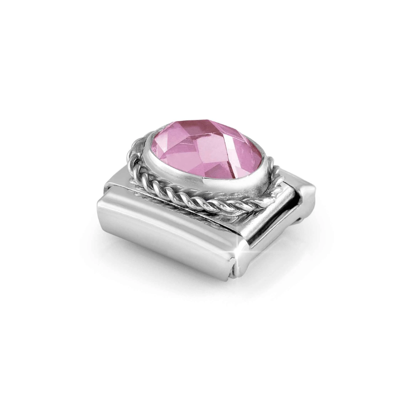 Nomination Pink Oval CZ Sterling Silver and Stainless Steel Composable Charm