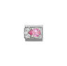 Nomination Pink CZ Drop Sterling Silver and Stainless Steel Composable Charm