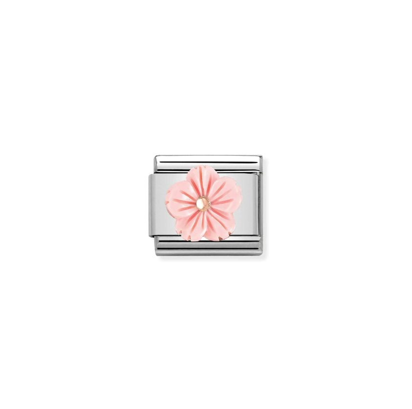 Nomination Pink Coral Flower 9ct Gold and Stainless Steel Composable Charm