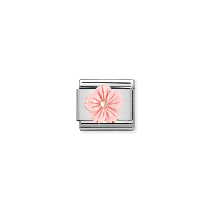 Nomination Pink Coral Flower 9ct Gold and Stainless Steel Composable Charm
