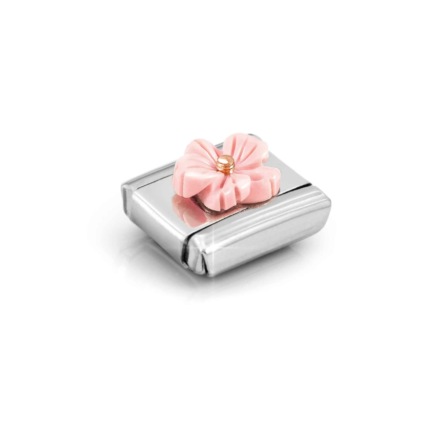 Nomination Pink Coral Flower 9ct Gold and Stainless Steel Composable Charm