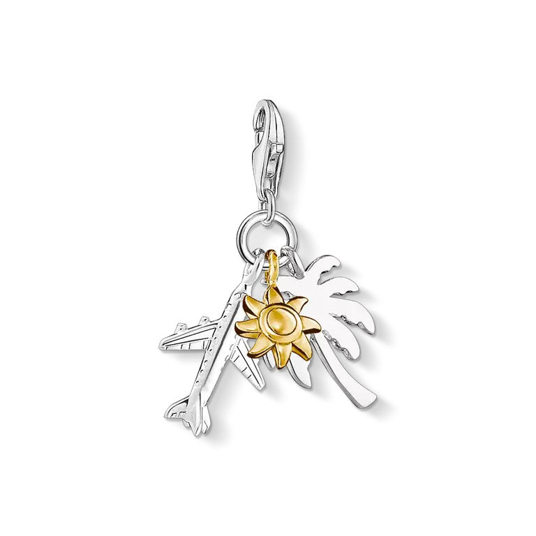 Thomas Sabo Sterling Silver Palm Tree, Sun and Plane Charm Pendant