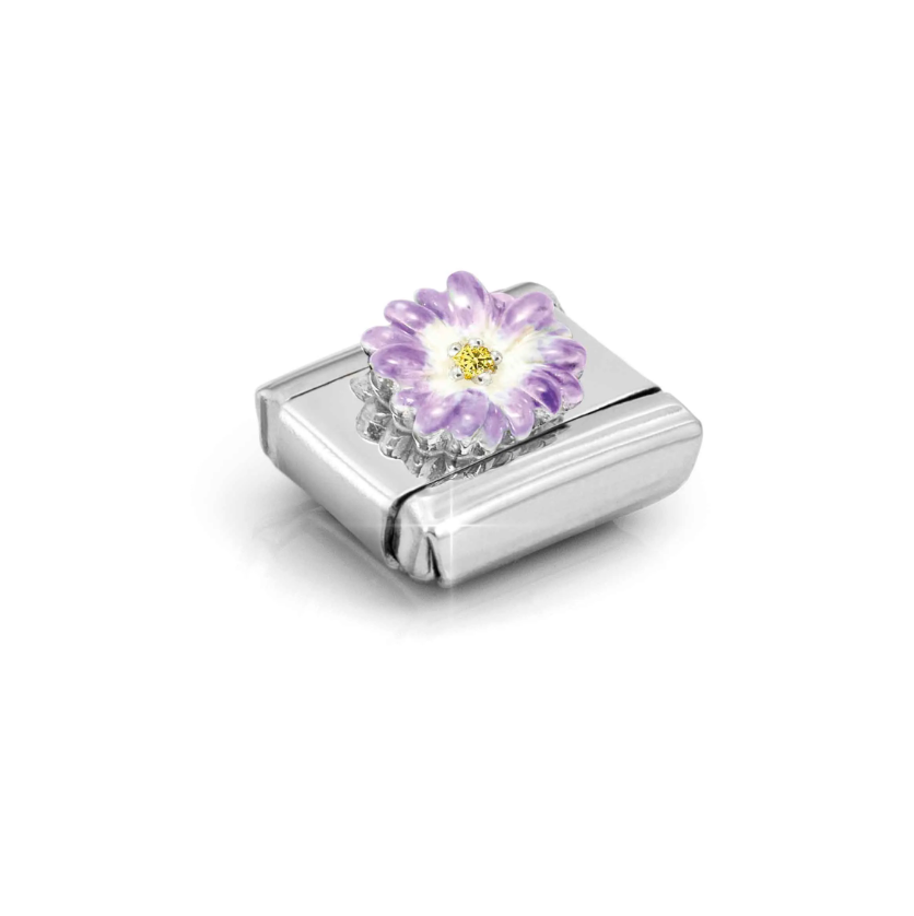 Nomination Purple Flower Sterling Silver and Stainless Steel Composable Charm