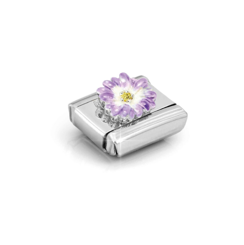Nomination Purple Flower Sterling Silver and Stainless Steel Composable Charm