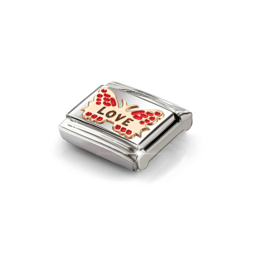 Nomination Red Butterfly Love 9ct Gold and Stainless Steel Composable Charm