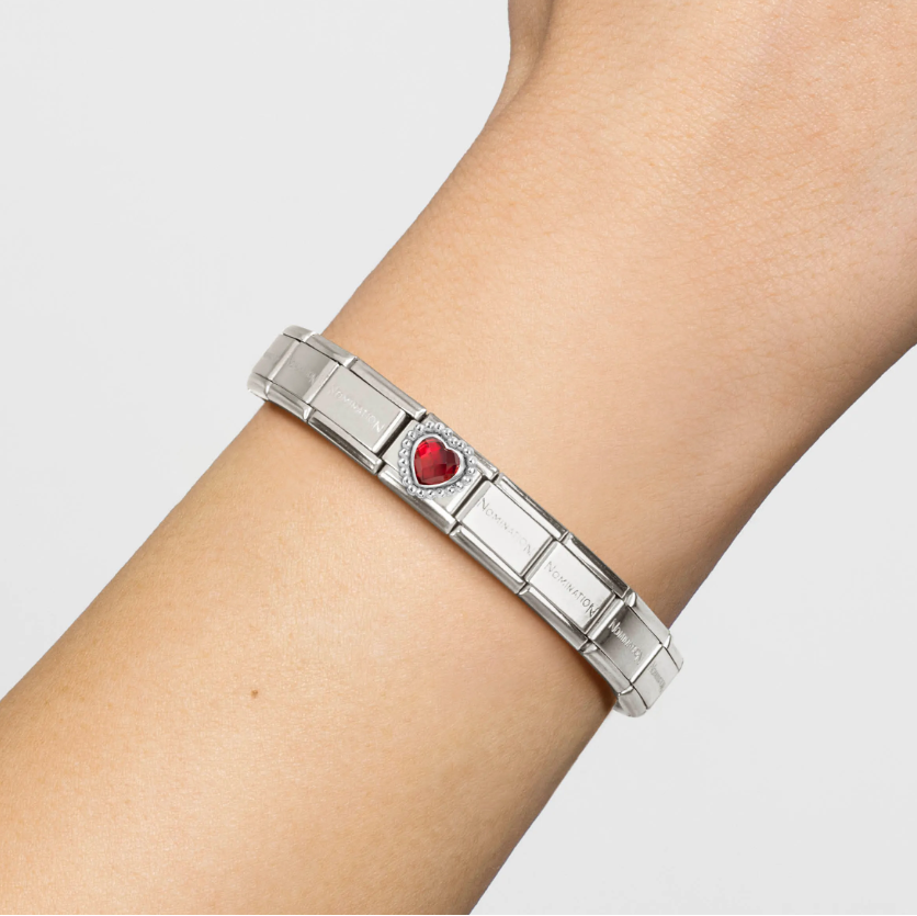 Nomination Red CZ Heart Sterling Silver and Stainless Steel Composable Charm