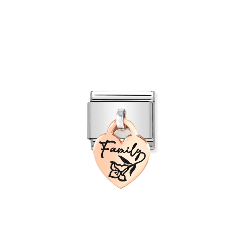 Nomination Engraved Family 9ct Gold and Stainless Steel Composable Charm