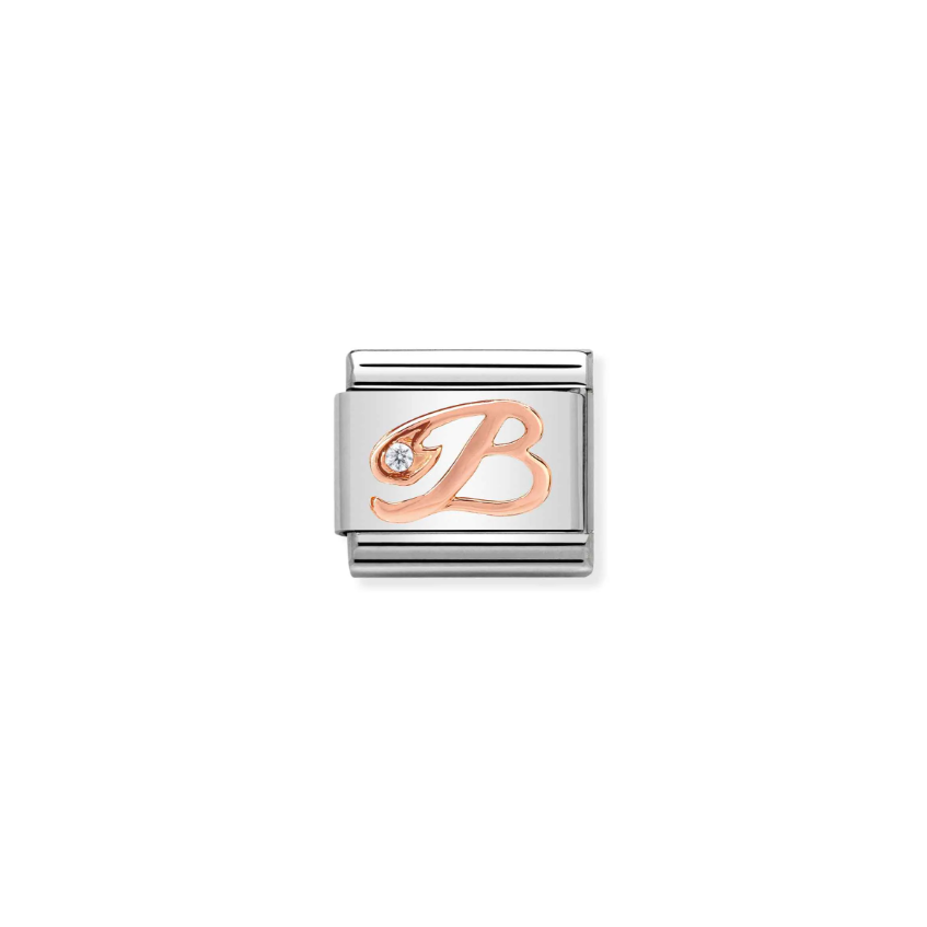 Nomination CZ Letter B 9ct Gold and Stainless Steel Composable Charm