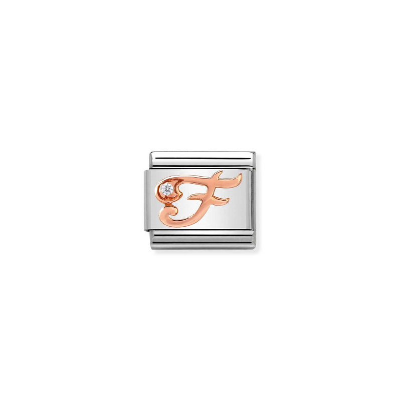Nomination CZ Letter F 9ct Gold and Stainless Steel Composable Charm