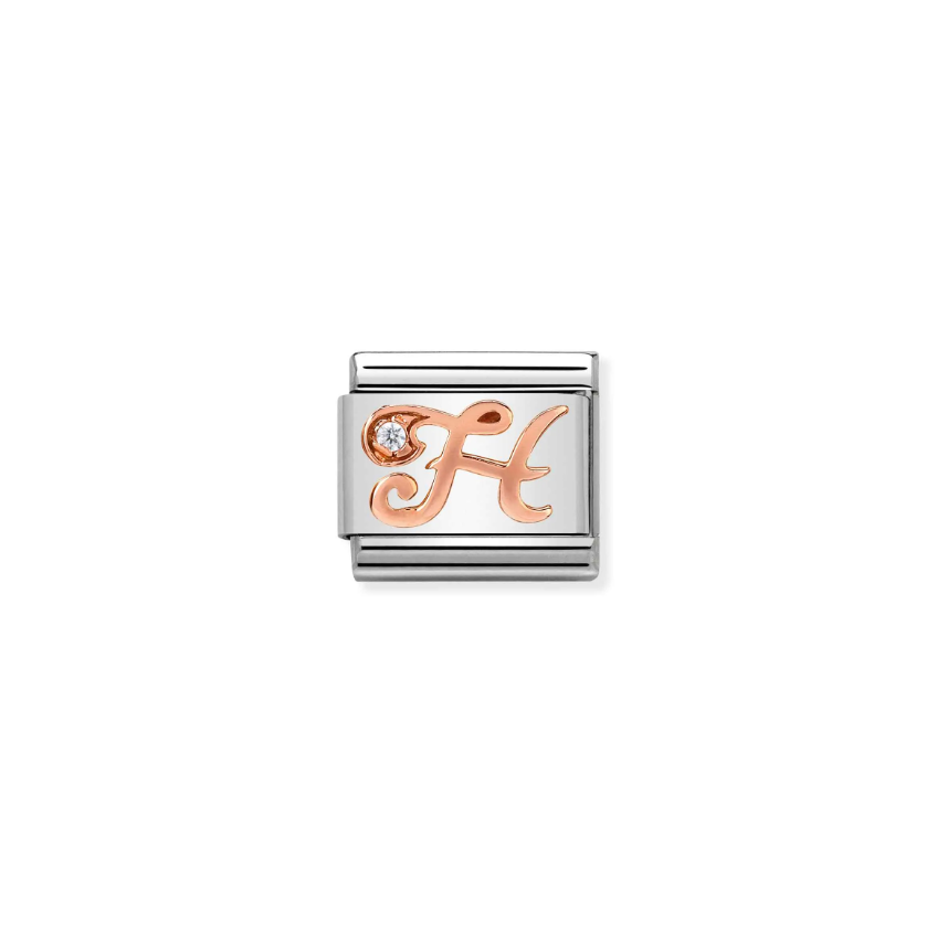 Nomination CZ Letter H 9ct Gold and Stainless Steel Composable Charm