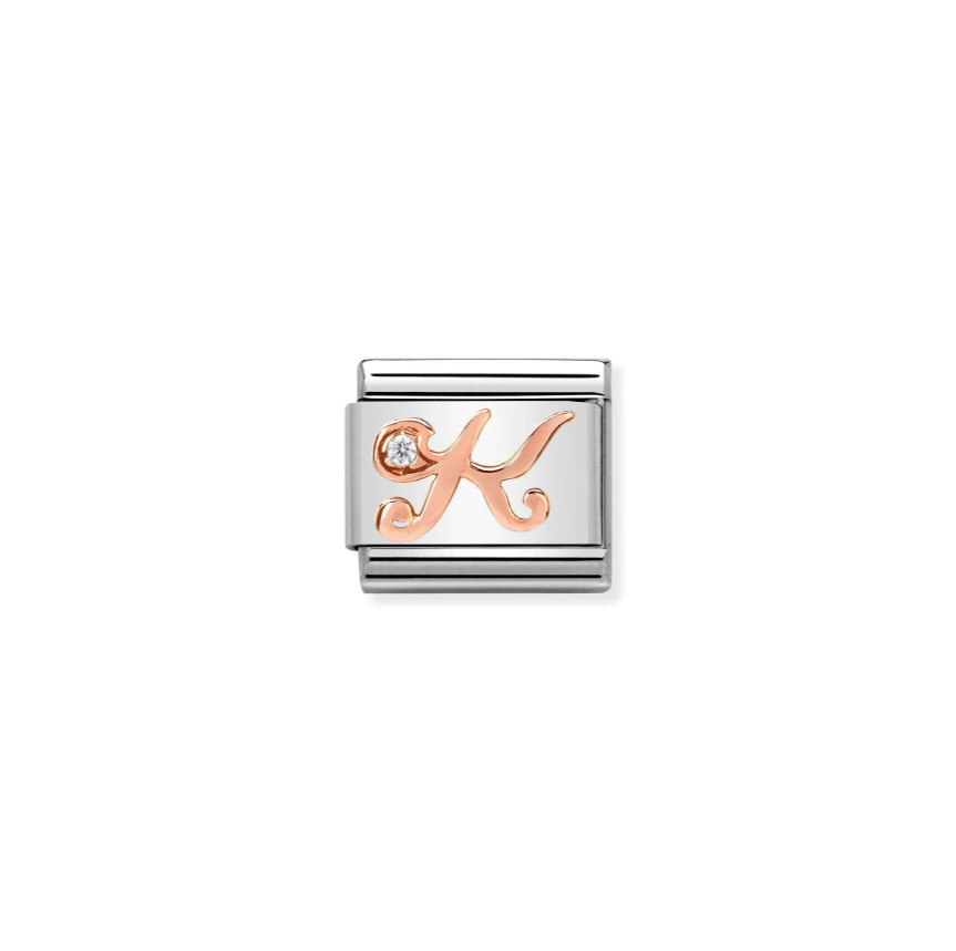 Nomination CZ Letter K 9ct Gold and Stainless Steel Composable Charm