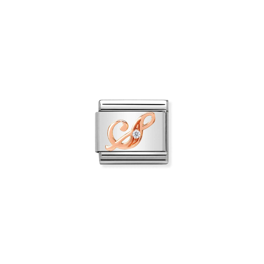 Nomination CZ Letter S 9ct Gold and Stainless Steel Composable Charm