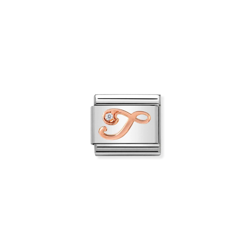 Nomination CZ Letter T 9ct Gold and Stainless Steel Composable Charm