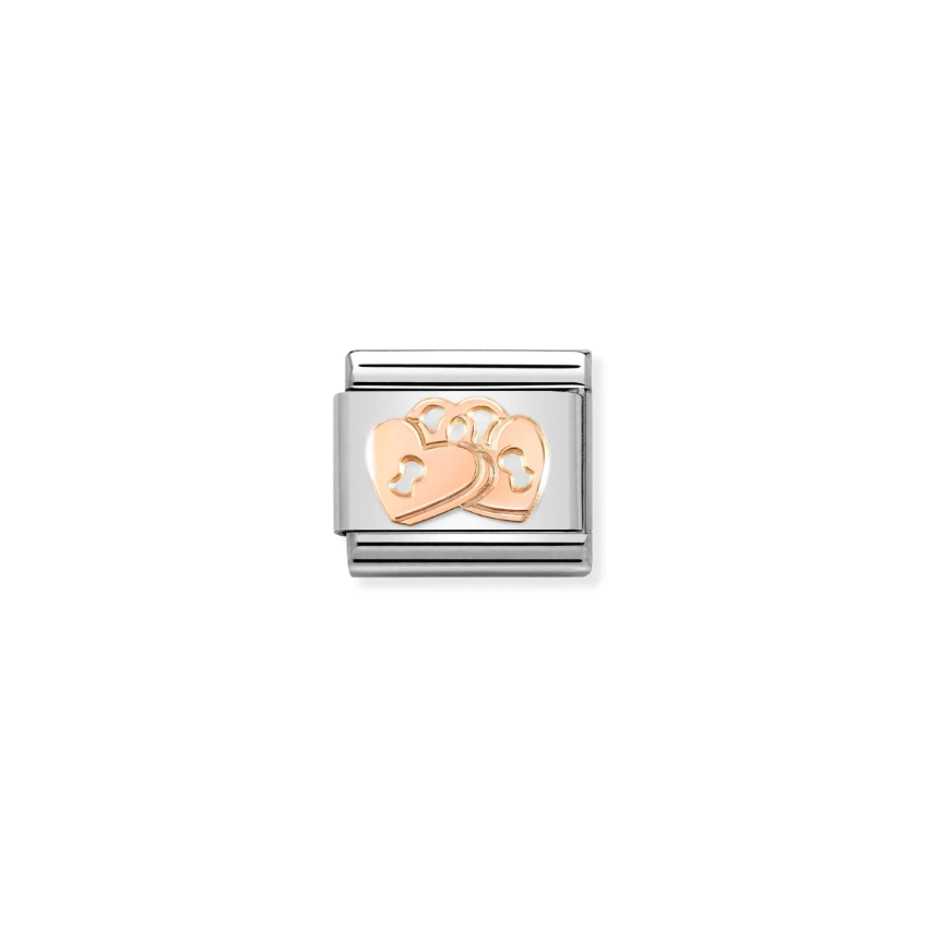 Nomination Padlock Heart 9ct Gold and Stainless Steel Composable Charm