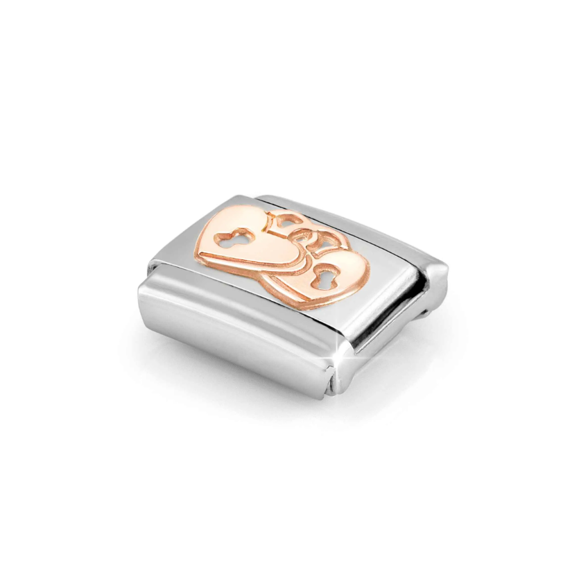 Nomination Padlock Heart 9ct Gold and Stainless Steel Composable Charm