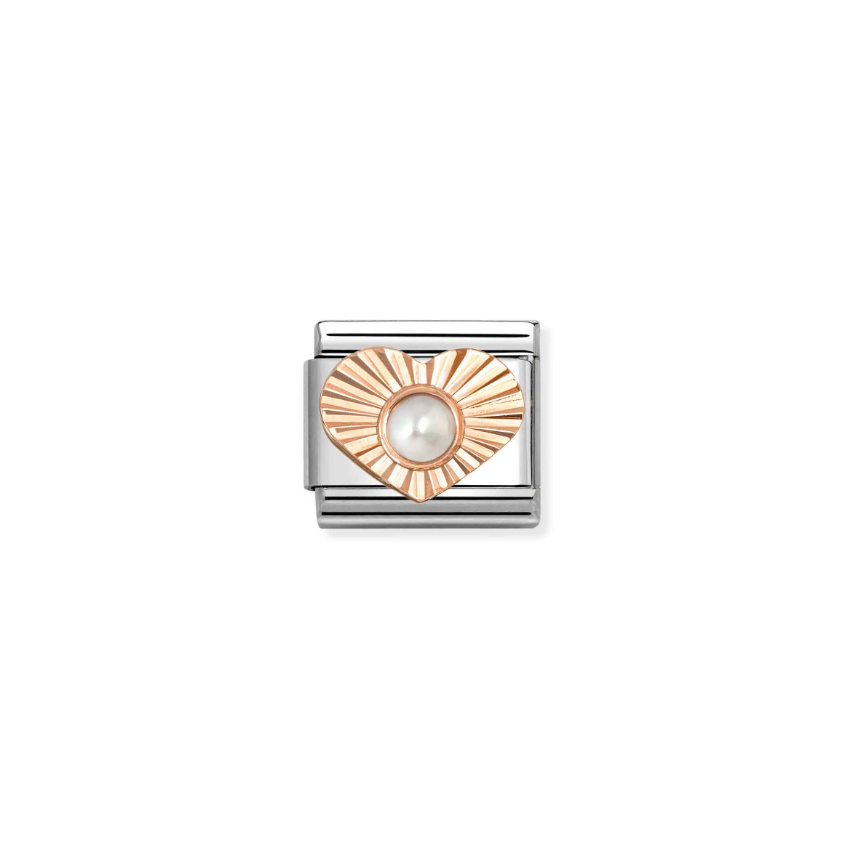 Nomination Pearl Heart Star 9ct Gold and Stainless Steel Composable Charm