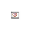 Nomination Pink CZ Heart 9ct Gold and Stainless Steel Composable Charm