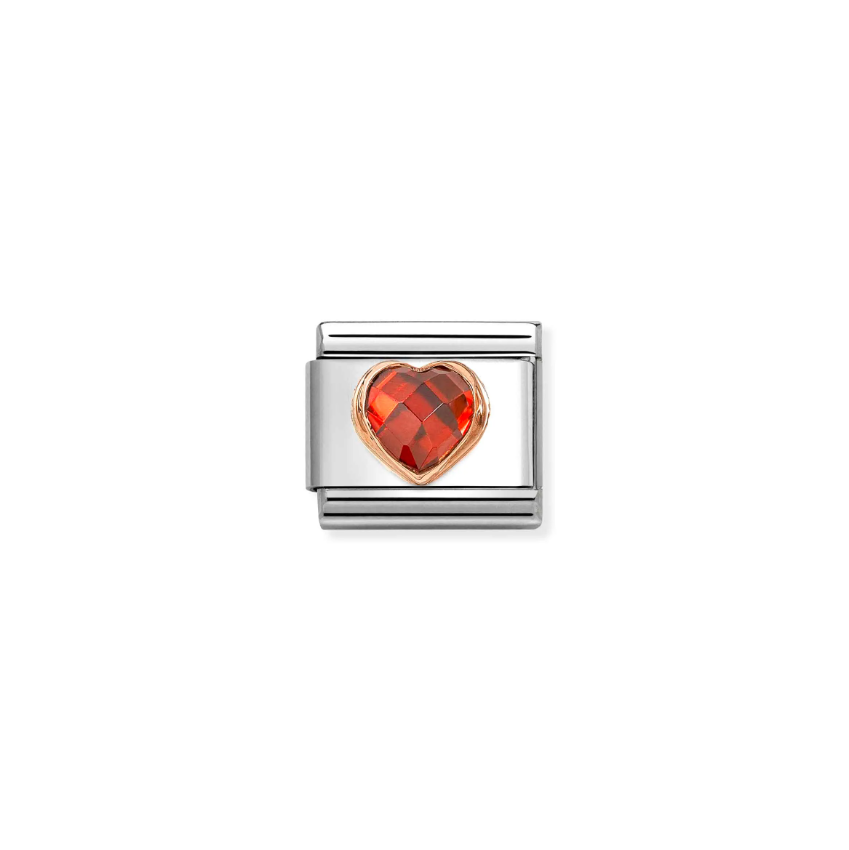 Nomination Red CZ Heart 9ct Gold and Stainless Steel Composable Charm
