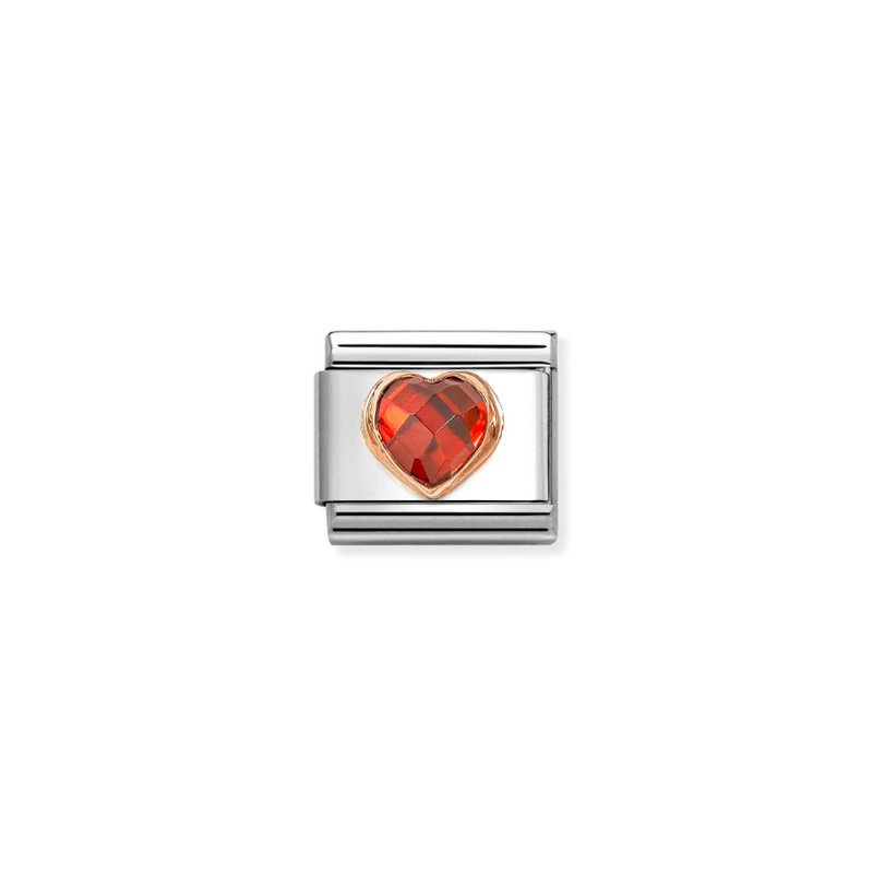 Nomination Red CZ Heart 9ct Gold and Stainless Steel Composable Charm