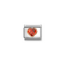 Nomination Red CZ Heart 9ct Gold and Stainless Steel Composable Charm