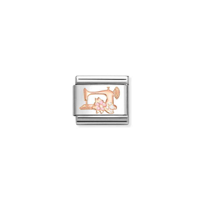 Nomination Sewing Machine with Flowers 9ct Gold and Stainless Steel Composable Charm