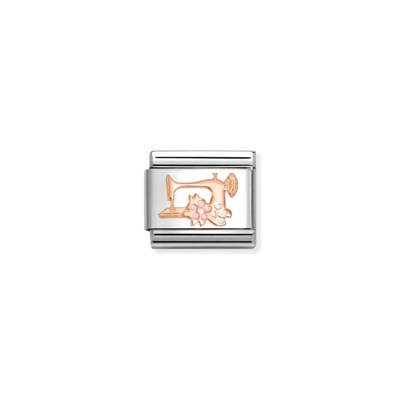 Nomination Sewing Machine with Flowers 9ct Gold and Stainless Steel Composable Charm