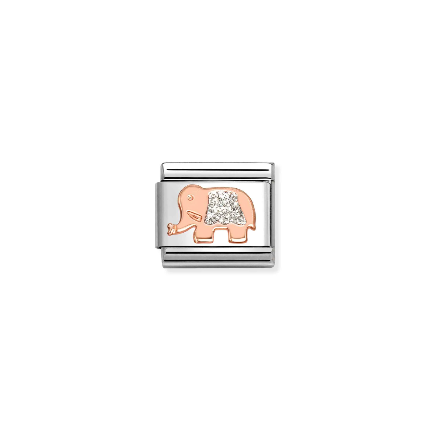 Nomination Silver Glitter Elephant 9ct Gold and Stainless Steel Composable Charm
