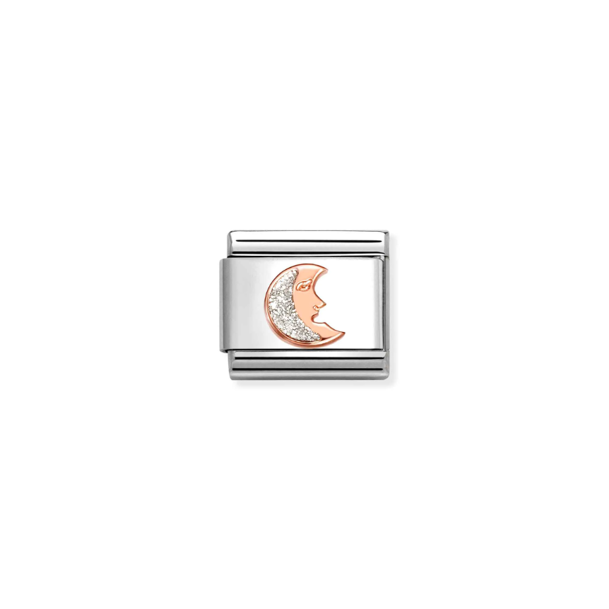 Nomination Silver Glitter Moon 9ct Gold and Stainless Steel Composable Charm