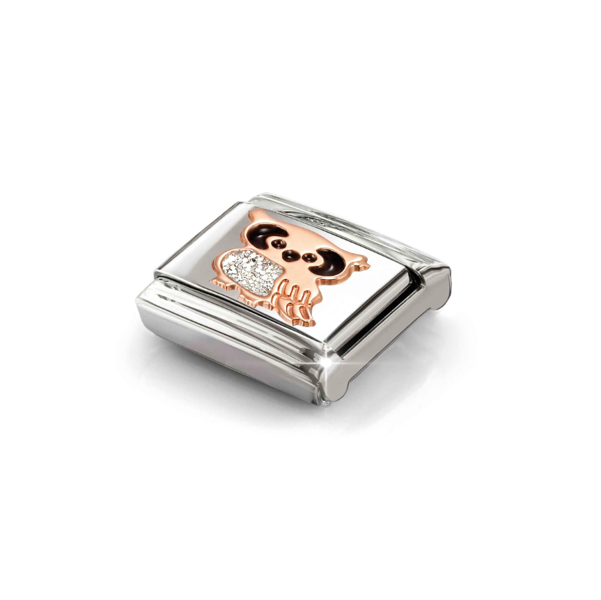 Nomination Silver Glitter Owl 9ct Gold and Stainless Steel Composable Charm