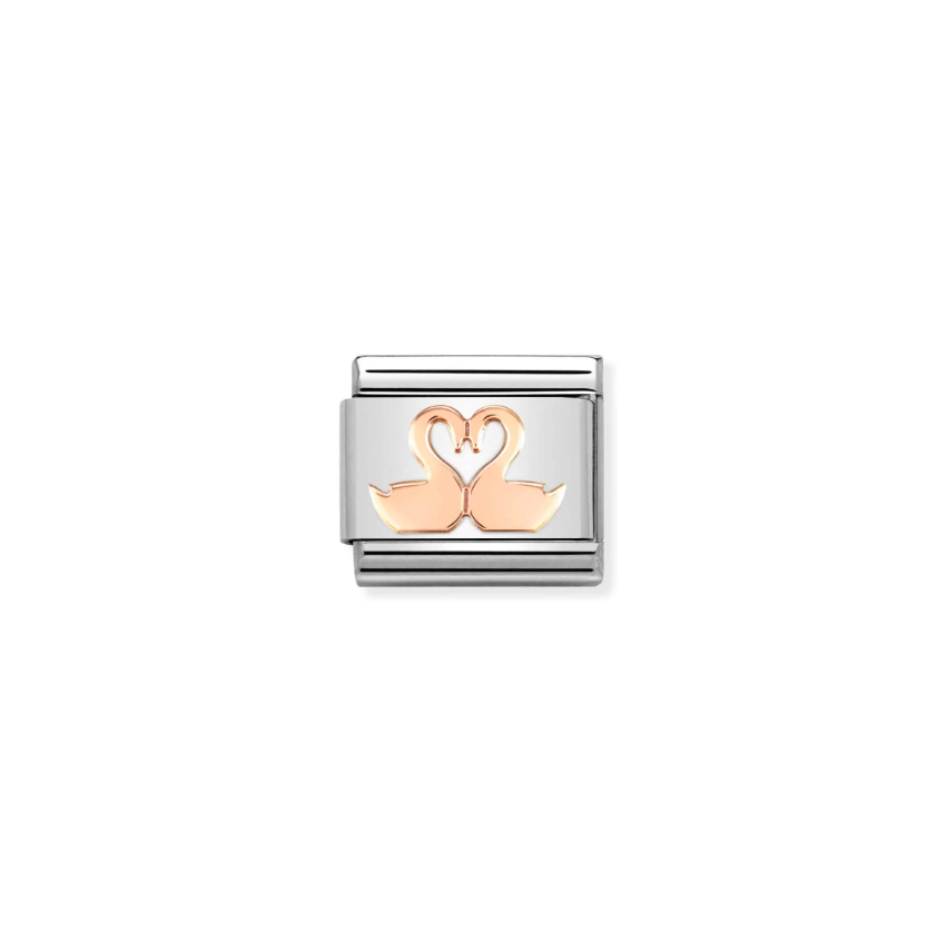 Nomination Swans 9ct Gold and Stainless Steel Composable Charm