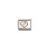Nomination White CZ Heart 9ct Gold and Stainless Steel Composable Charm