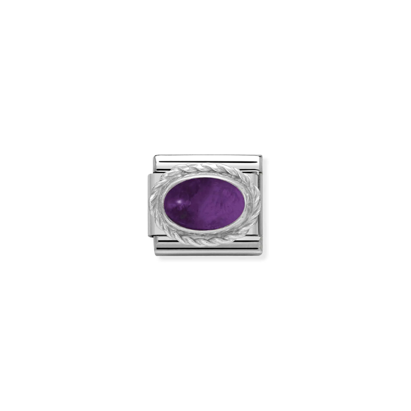 Nomination Amethyst Oval Sterling Silver and Stainless Steel Composable Charm