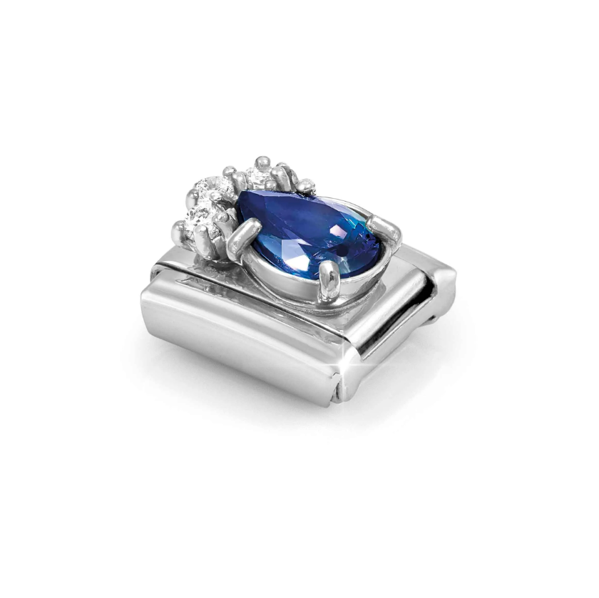 Nomination Blue CZ Drop Sterling Silver and Stainless Steel Composable Charm