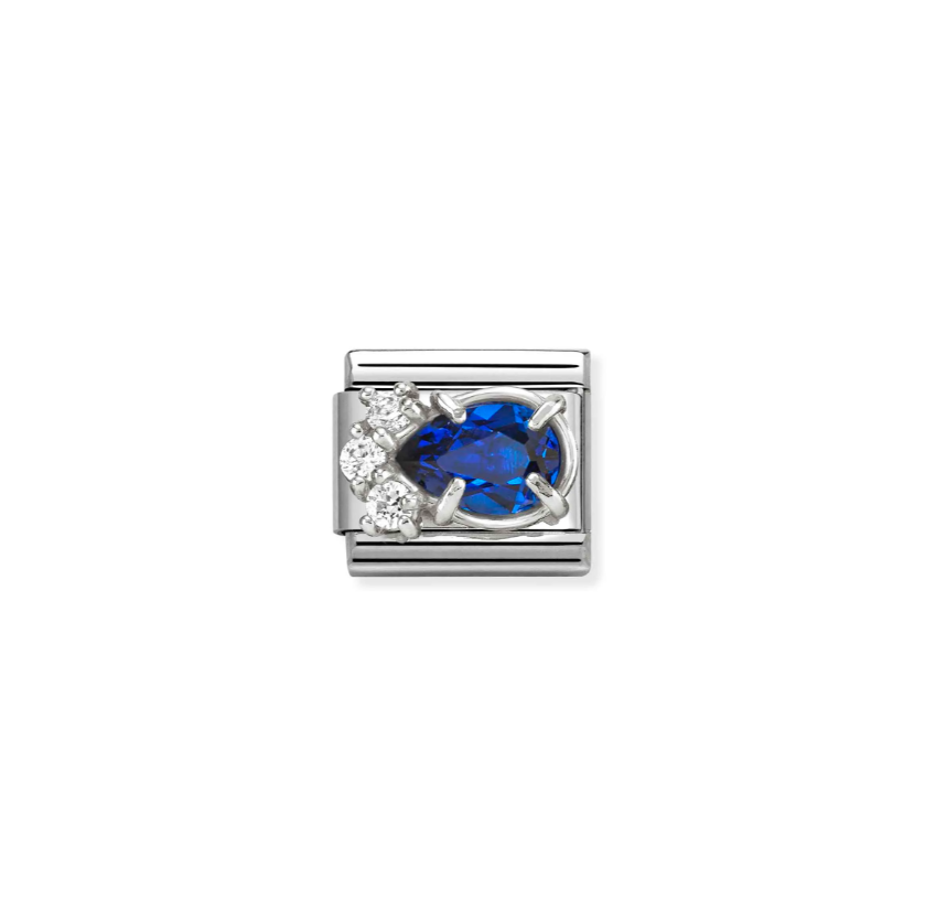 Nomination Blue CZ Drop Sterling Silver and Stainless Steel Composable Charm