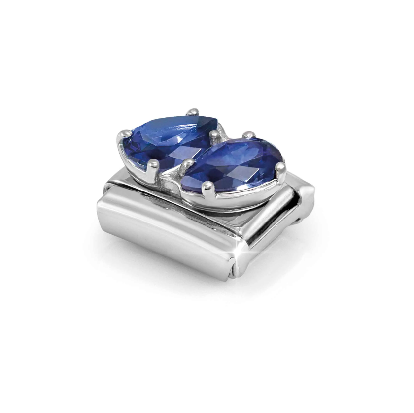 Nomination Blue CZ Double Drops Sterling Silver and Stainless Steel Composable Charm